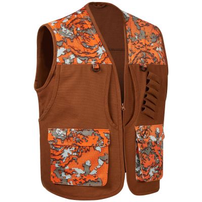BASSDASH Upland Game Field Water-Resistant Bird Hunting Vest with Multi Pockets Brown/Orange Men Women FV11