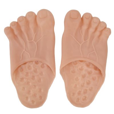 1 Pair Large Foot Slippers Caveman Costume Shoes Cover Funny Barefoot Slippers Halloween Cosplay Huge Feet Cosplay Costumes Party Supplies Props Party Accessories(Green Fleshcolor)(Fleshcolor)