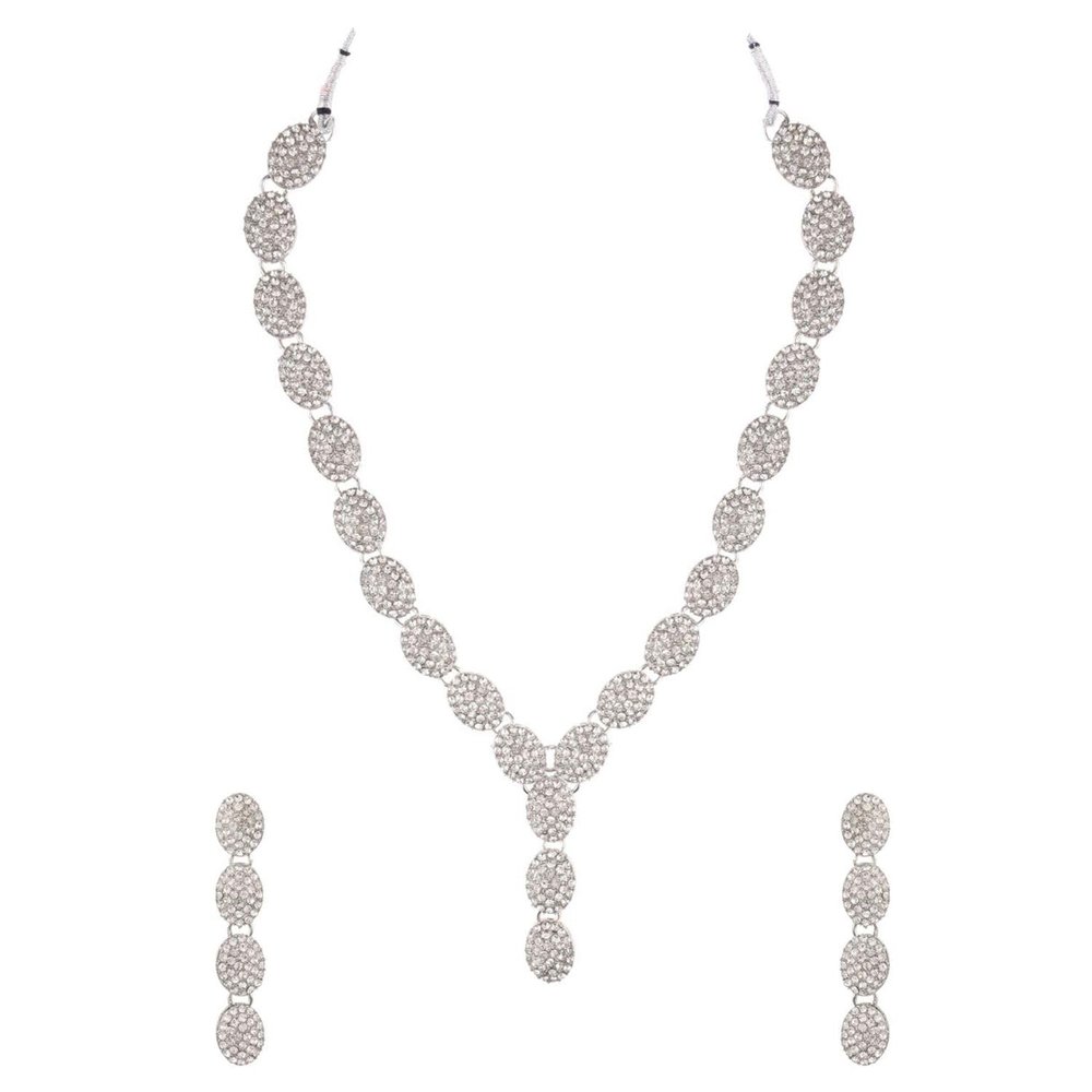 Efulgenz Crystal Necklace Set Indian Jewelry for Women Austrian Stone Bridal Jewelry Set for Wedding Choker Necklace and Earrings Set Crystal Necklace Set Dangle Earrings for Wedding Party Bridesmaid Gift