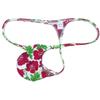 Jaxu Sexy Men's Flex Bikini Thong Underwear Male Contour Pouch Tangas Hombre G-string Minimum Coverage T-back String Belt 3-Pack(Red Apricot Flower,Abstract Indocalamus,Red Sawtooth) L view 2
