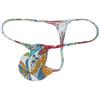 Jaxu Sexy Men's Flex Bikini Thong Underwear Male Contour Pouch Tangas Hombre G-string Minimum Coverage T-back String Belt 3-Pack(Red Apricot Flower,Abstract Indocalamus,Red Sawtooth) L view 3