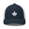 RIVEMUG Canada White Maple Leaf Premium Trucker Hat Curved Bill Mid Crown Adjustable Canadian Cap view 2