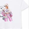 Barbie Girls Short Sleeve T-Shirt | Young Ladies Pose Stylish Sketch Graphic Tee | Kids White Fashion Top | Doll Movie Gift view 3