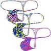Jaxu Sexy Men's Flex Bikini Thong Underwear Male Contour Pouch Tangas Hombre G-string Minimum Coverage T-back String Belt 3-Pack(Black Sawtooth,Irregular Line,Pink Zebra) L view 1