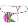 Jaxu Sexy Men's Flex Bikini Thong Underwear Male Contour Pouch Tangas Hombre G-string Minimum Coverage T-back String Belt 3-Pack(Yellow Rainbow Stripe,Blue Shark,Short Stripe) XL view 2