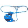 Jaxu Sexy Men's Flex Bikini Thong Underwear Male Contour Pouch Tangas Hombre G-string Minimum Coverage T-back String Belt 3-Pack(Yellow Rainbow Stripe,Blue Shark,Short Stripe) XL view 3