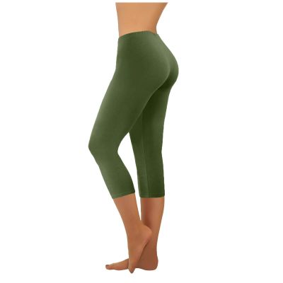 HGps8w Cropped Yoga Pants for Women Tummy Control High Waisted Compression Capris Floral Leggings Workout Running Tights