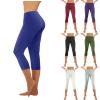 HGps8w Cropped Yoga Pants for Women Tummy Control High Waisted Compression Capris Floral Leggings Workout Running Tights view 2