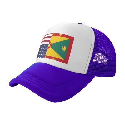 America Grenada Friendship Flag Trucker Hats Sunshade and Sand Proof Durable Made of Polyester