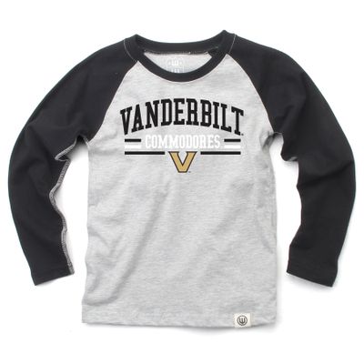 Wes and Willy NCAAA Kids LS Raglan Tee,Vanderbilt Commodores,L,Black