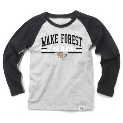 Wes and Willy NCAAA Kids LS Raglan Tee,Wake Forest Demon Deacons,XL,Black