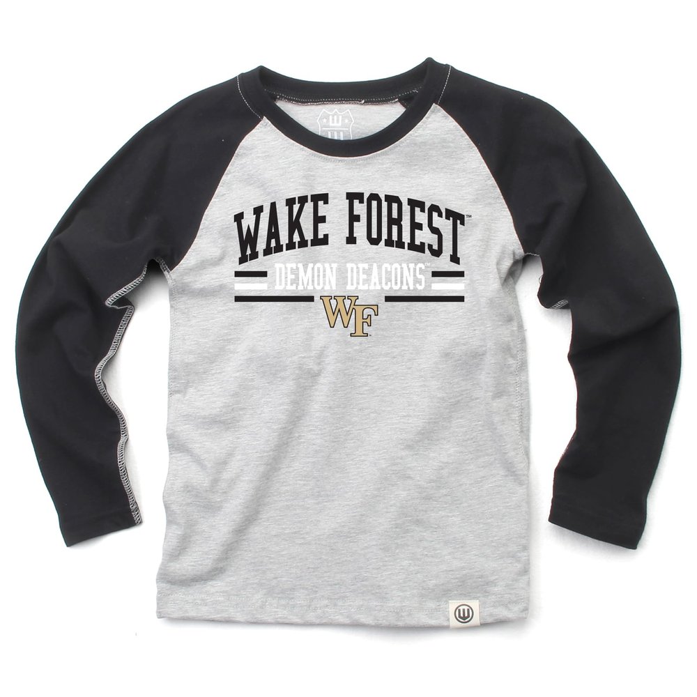 Wes and Willy NCAAA Kids LS Raglan Tee,Wake Forest Demon Deacons,XL,Black