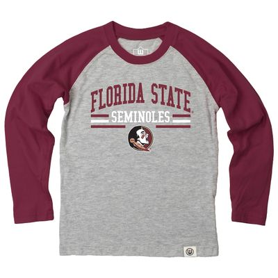 Wes and Willy NCAAA Kids LS Raglan Tee,Florida State Seminoles,5,Wine