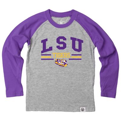 Wes and Willy NCAAA Kids LS Raglan Tee,LSU Tigers,L,Grape