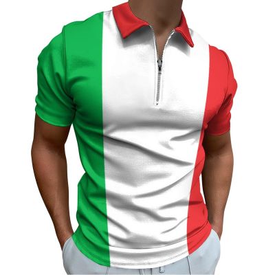 Italian Flag Golf Polo Shirts for Men Casual Short Sleeve Collared Athletic Tee