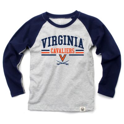 Wes and Willy NCAAA Kids LS Raglan Tee,Virginia Cavaliers,5,Midnight