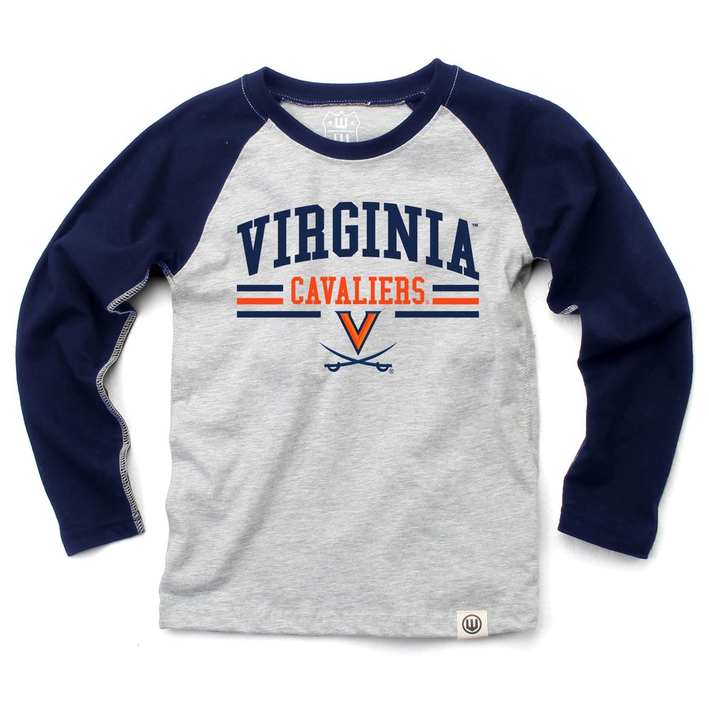 Wes and Willy NCAAA Kids LS Raglan Tee,Virginia Cavaliers,5,Midnight
