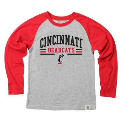 Wes and Willy NCAAA Kids LS Raglan Tee,Cincinnati Bearcats,S,Cherry