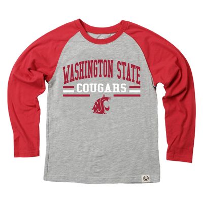 Wes and Willy NCAAA Kids LS Raglan Tee,Washington State Cougars,M,Bullseye Red