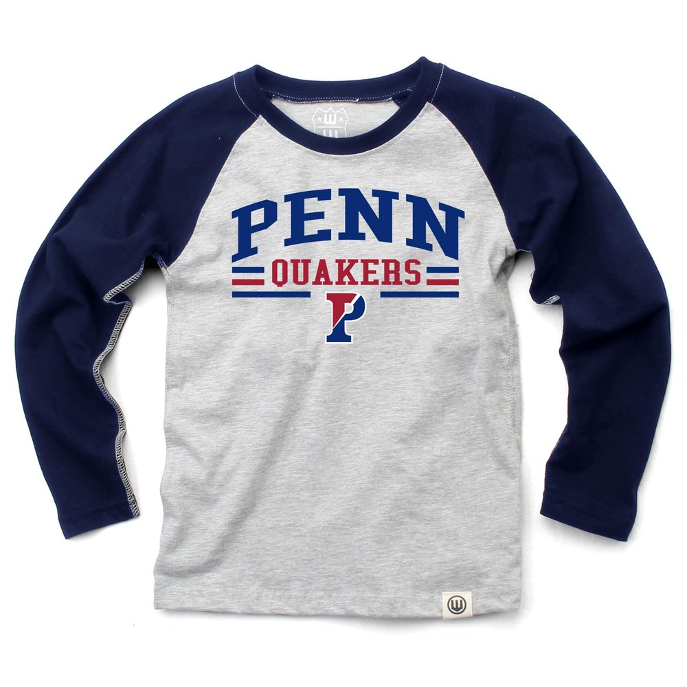 Wes and Willy NCAAA Kids LS Raglan Tee,Penn Quakers,5,Midnight