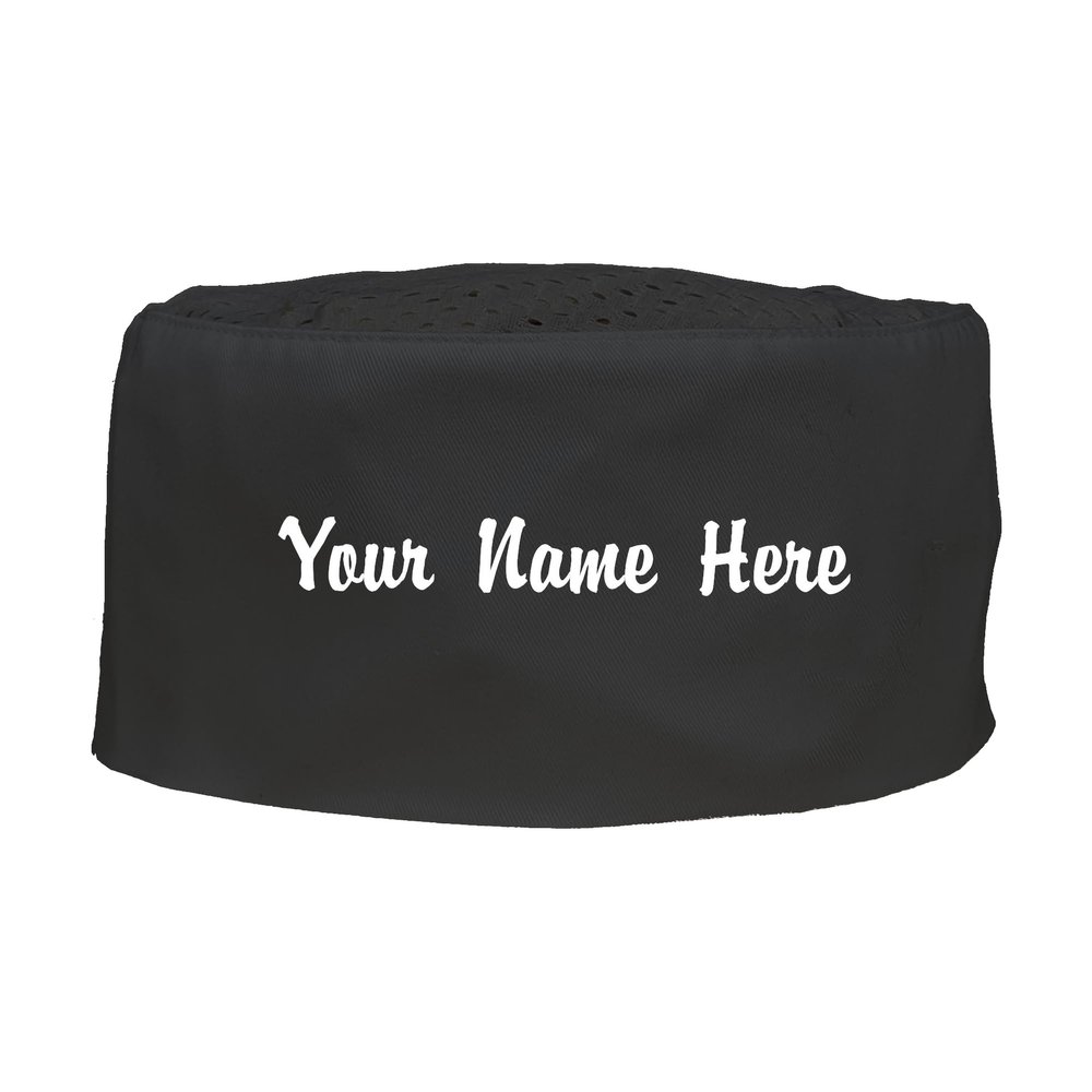 ChefsCloset Custom Embroidered Chef Beanie Hat, Custom Mesh Top Chef Hats, Black Chef Beanie Unisex