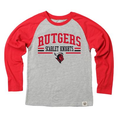 Wes and Willy NCAAA Kids LS Raglan Tee,Rutgers Scarlet Knights,6,Cherry