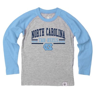 Wes and Willy NCAAA Kids LS Raglan Tee,North Carolina Tar Heels,XL,NC Blue