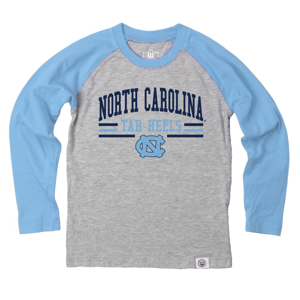Wes and Willy NCAAA Kids LS Raglan Tee,North Carolina Tar Heels,XL,NC Blue
