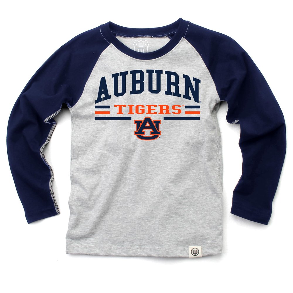 Wes and Willy NCAAA Kids LS Raglan Tee,Auburn Tigers,2T,Midnight