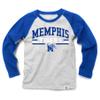 Wes and Willy NCAAA Kids LS Raglan Tee,Memphis Tigers,6,Blue Moon view 1