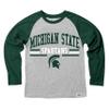 Wes and Willy NCAAA Kids LS Raglan Tee,Michigan State Spartans,7,Evergreen view 1