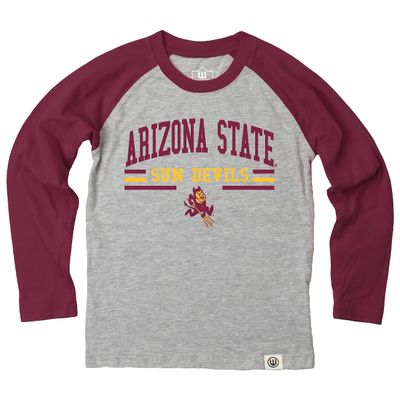 Wes and Willy NCAAA Kids LS Raglan Tee,Arizona State Sun Devils,4,Wine