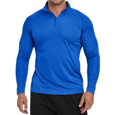 Men's Sun Protection Shirt Zip Long Sleeve Workout Pullover Tops Loose Fitting Quick Dry -Shirt s1 Blue S