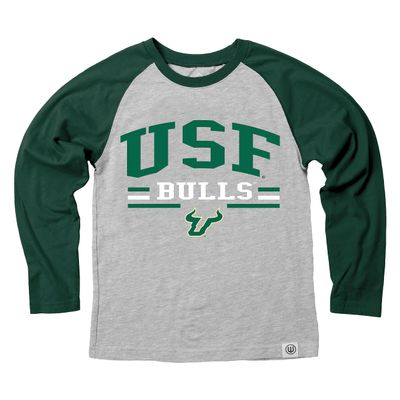 Wes and Willy NCAAA Kids LS Raglan Tee,South Florida Bulls,4T,Evergreen