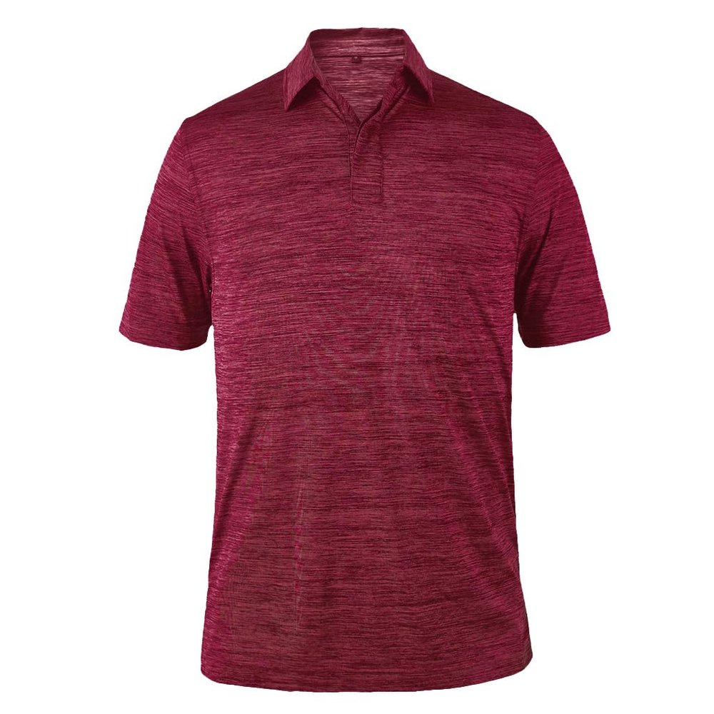 Monterey Club Men's Lightweight Heather Melange Jersey Golf Shirt #3021 (Dark Claret, Large)