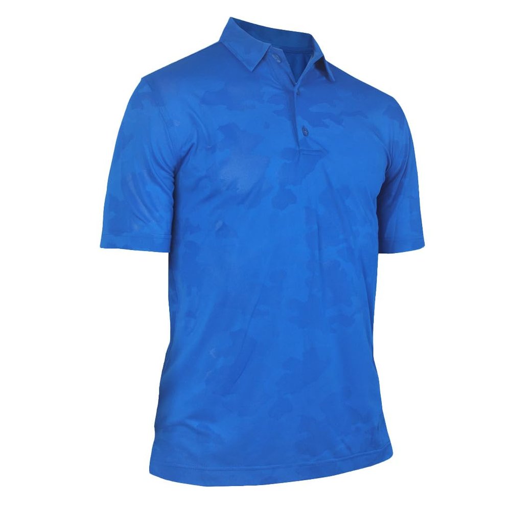 Monterey Club Men's Short Sleeve Grid Jacquard Polo Shirt #1292 (Ocean Blue, 2X-Large)