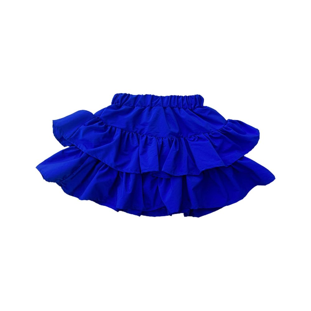 Tiered Ruffle Cake Skirt for Toddler Kids Girls Elastic High Waisted Skirts Solid Color Short (Blue, 18-24 Months)