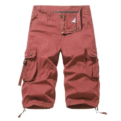 GOKKILRW Mens Ripstop Tactical Cargo Hiking Shorts Elastic Waist Outdoor Workout Travel Camping Joggers Pants Summer Lightweight Military Army Tactical Combat Work Trousers(Red,XX-Large)