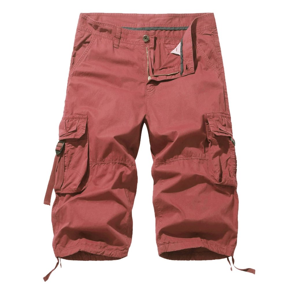 GOKKILRW Mens Ripstop Tactical Cargo Hiking Shorts Elastic Waist Outdoor Workout Travel Camping Joggers Pants Summer Lightweight Military Army Tactical Combat Work Trousers(Red,XX-Large)