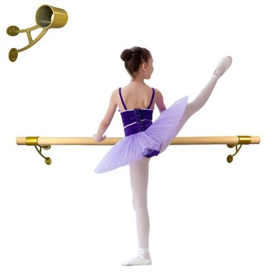 Balanoire Ballet Barre 8 FT Long 2.0 Diameter for Kids and Adults, Premium American Wood Wall Mounted Ballet Bar for Home/Studio Ballet Barre Dance Equipment Ballet Training Barre, GOLD (A) Brackets