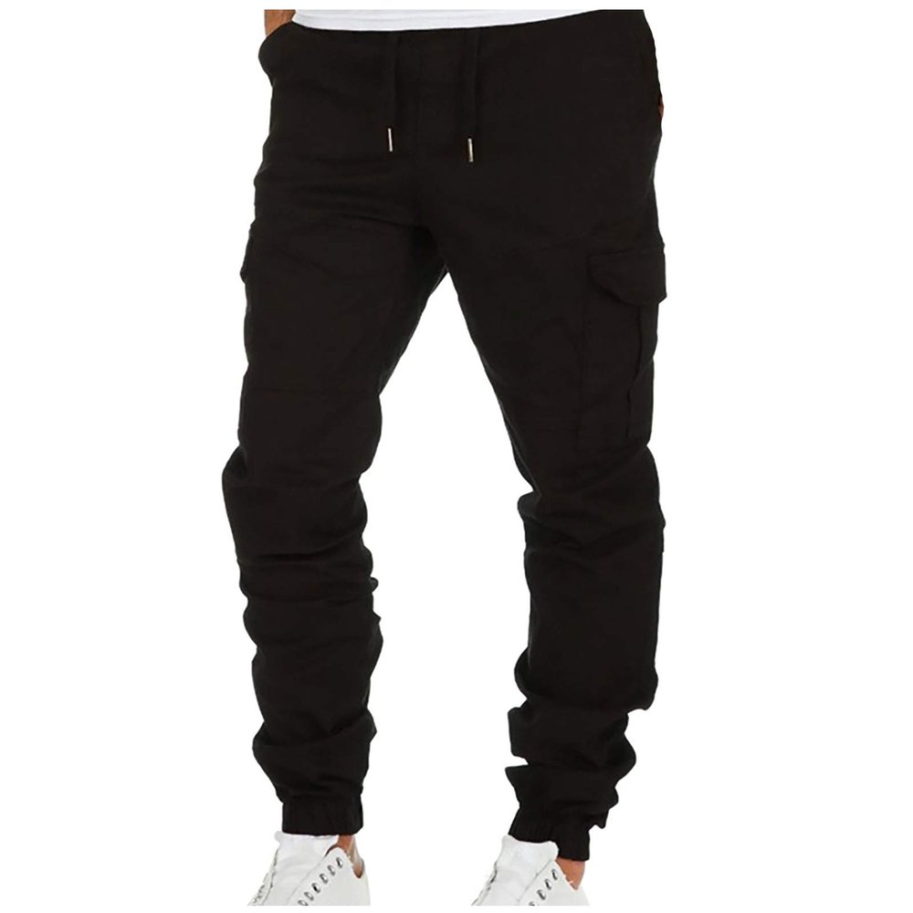 GOKKILRW Mens Drawstring Outdoor Wild Cargo Pants Lightweight Ripstop Tactical Combat Work Hiking Pants Outdoor Multi Pockets Cotton Twill Trousers Sports Workout Athletic Gym Exercise Pants