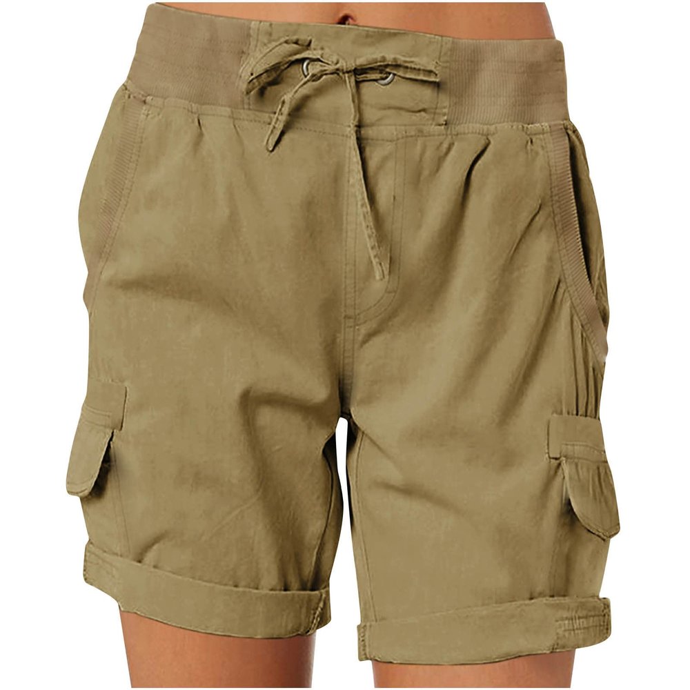 Uillui Womens Relaxed Fit Cargo Shorts Y2K Teen Girls Trendy Summer High Waist Pocket Hiking Running Athletic Workout Shorts Brown