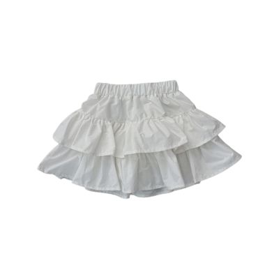 Tiered Ruffle Cake Skirt for Toddler Kids Girls Elastic High Waisted Skirts Solid Color Short Skirts (White, 4-5 Years)