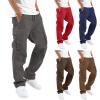 GOKKILRW Mens Drawstring Outdoor Cargo Hiking Pants Lightweight Ripstop Tactical Cargo Cotton Twill Jogging Workout Joggers Sports Fitness Gym Sweatpants for Men(Red,X-Large) view 3