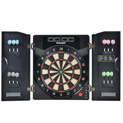 COMAAM Electronic Dartboard, Built in Cabinet Doors with Integrated Scoreboard, 4 LED Displays, with 12 Soft Tip Dart Board and 150 Dart Head, for Family Game Rooms