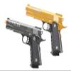 Dual Double 2011 Airsoft Pistol Lightweight Gold & Black Alloy Spring view 1