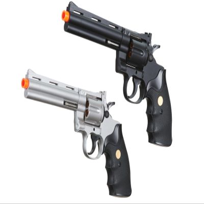Airsoft Spring Revolver Low Powered Airsoft Pistol Durable Plastic - Silver & Black - 2 Pack