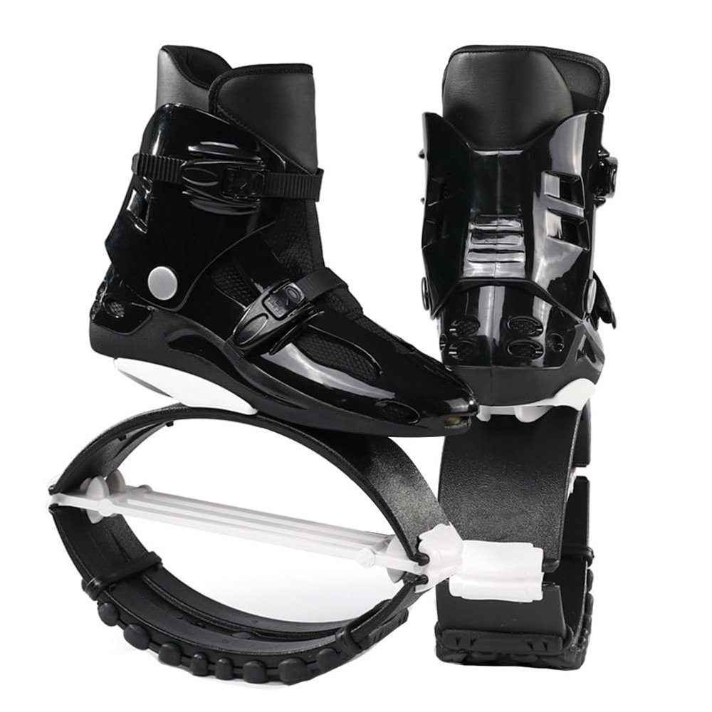 Kangaroo Jumping Shoes for Man Women, Professional Fitness Bounce Jump Boots with 3 pcs Tension Spring, 35-41 EU, Foot Length 8.9-10.2in/22.5-26cm (Color : Black White, Size : XL/39-41)