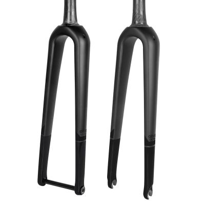 BUCKLOS Gravel 700C Carbon Fiber Road Bike Rigid Fork, QR 9mm/100 * 12mm Thru Axle, 1-1/8 Threadless Tapered Tube Super Light Bicycle Front Forks