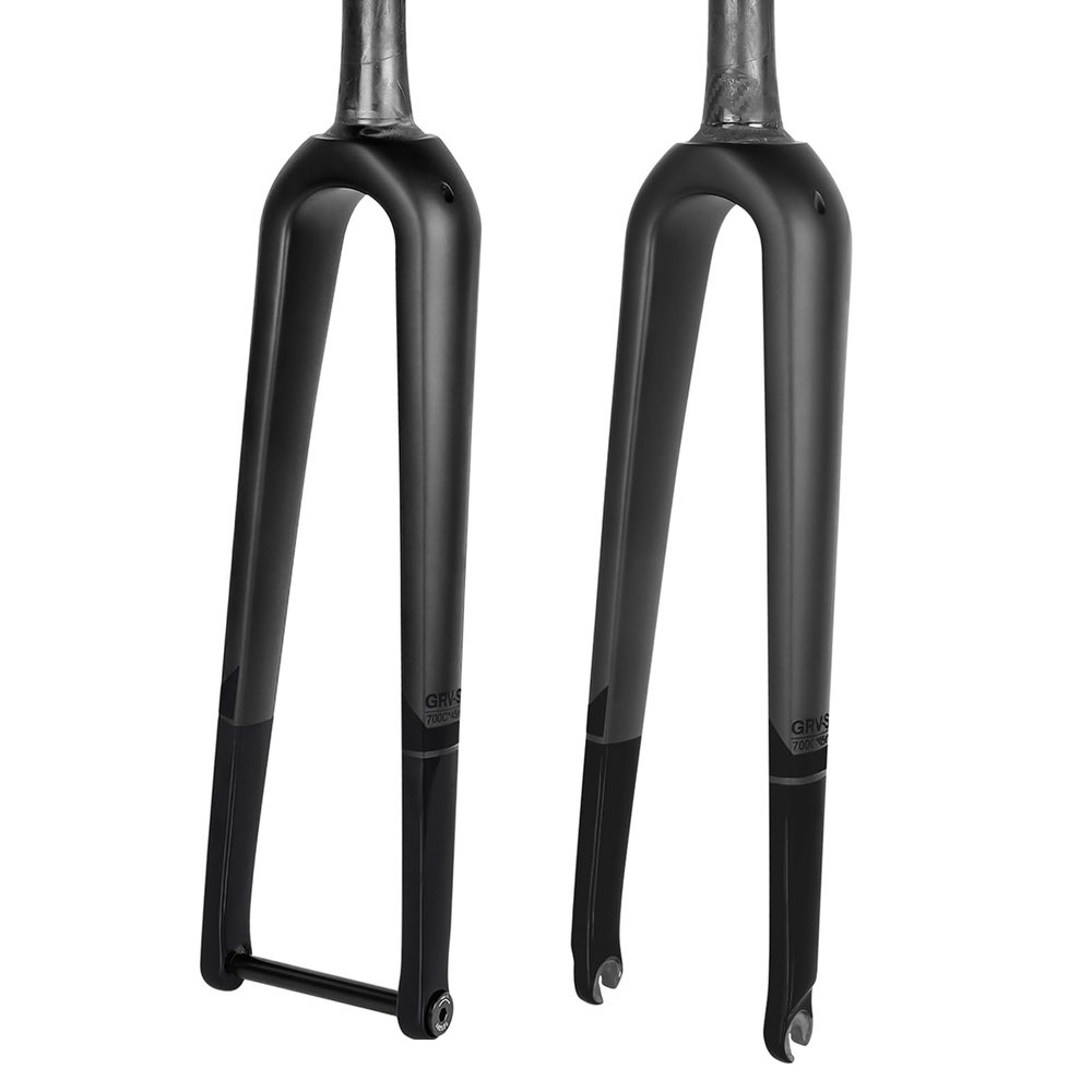 BUCKLOS Gravel 700C Carbon Fiber Road Bike Rigid Fork, QR 9mm/100 * 12mm Thru Axle, 1-1/8 Threadless Tapered Tube Super Light Bicycle Front Forks